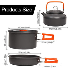 Load image into Gallery viewer, Aluminum Camping Cookware Kit w/Kettle and Pans

