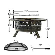 Load image into Gallery viewer, Fire Pit and Grill with Spark Screen Fire Poker
