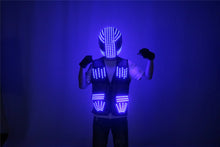 Load image into Gallery viewer, LED Strobe Robot Costume Set w/Glowing Helmet, Parties
