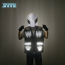 Load image into Gallery viewer, LED Strobe Robot Costume Set w/Glowing Helmet, Parties
