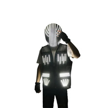 Load image into Gallery viewer, LED Strobe Robot Costume Set w/Glowing Helmet, Parties
