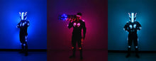 Load image into Gallery viewer, LED Strobe Robot Costume Set w/Glowing Helmet, Parties
