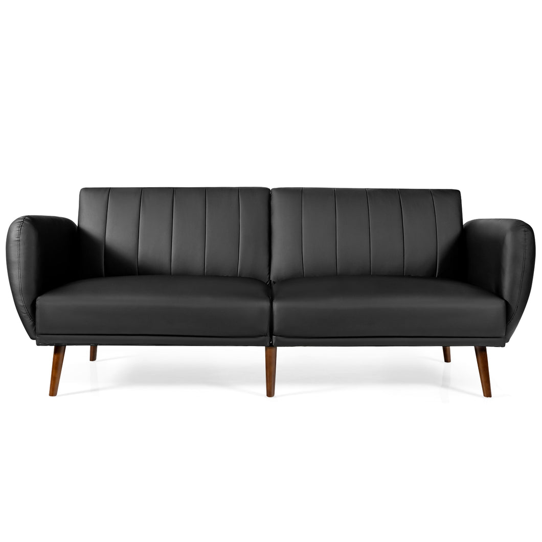 Convertible Futon Adjustable Sofa w/Wood Legs